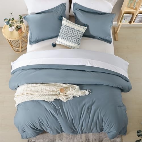 5PCS Comforter Set Microfiber Comforter Comforter Sets for Twin Dusty Blue