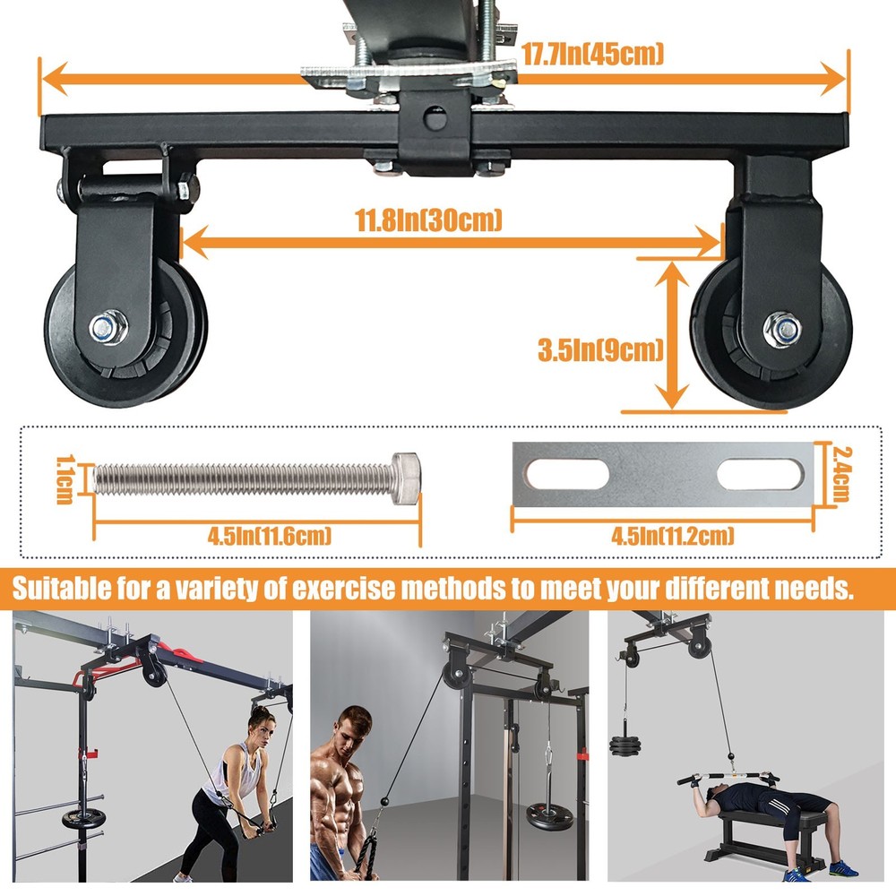 Power Rack Double Pulley System Attachment LAT Pulldown Machine Cable for Home