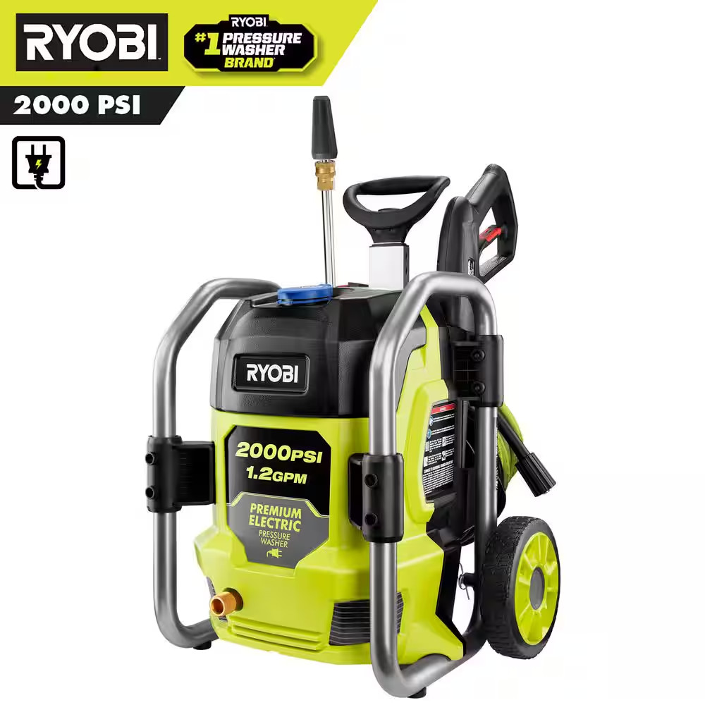 Ryobi RY142022 2000 PSI 1.2 GPM Cold Water Corded Electric Pressure Washer