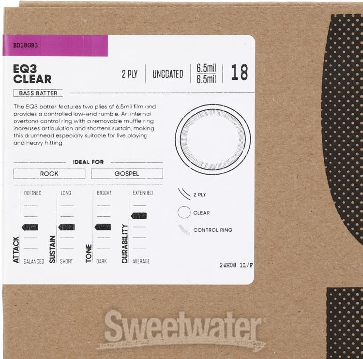 Evans EQ3 Clear Bass Drumhead - 18 inches
