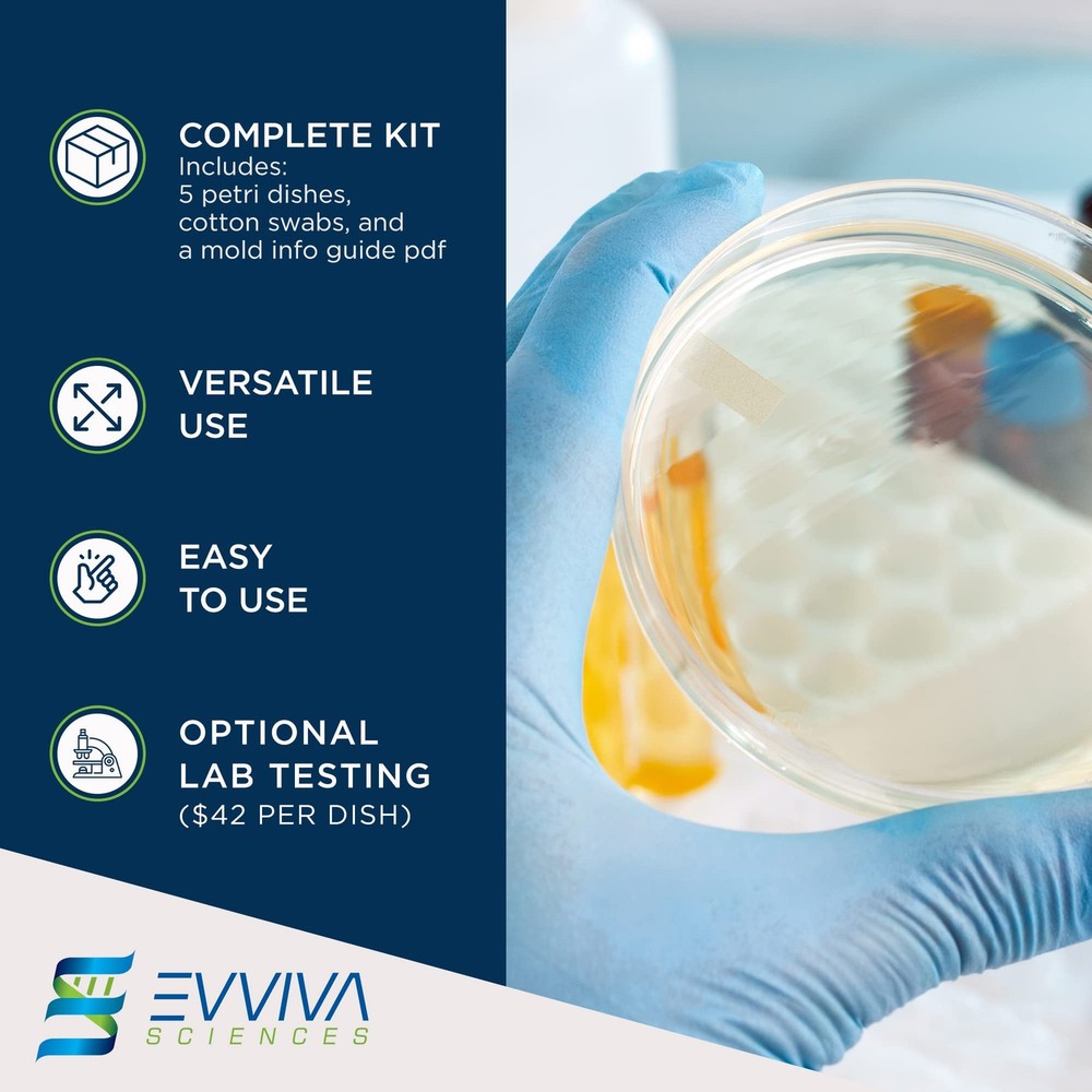 Evviva Sciences Mold Test Kit for Home - 5 Simple Detection Tests w/Optional...