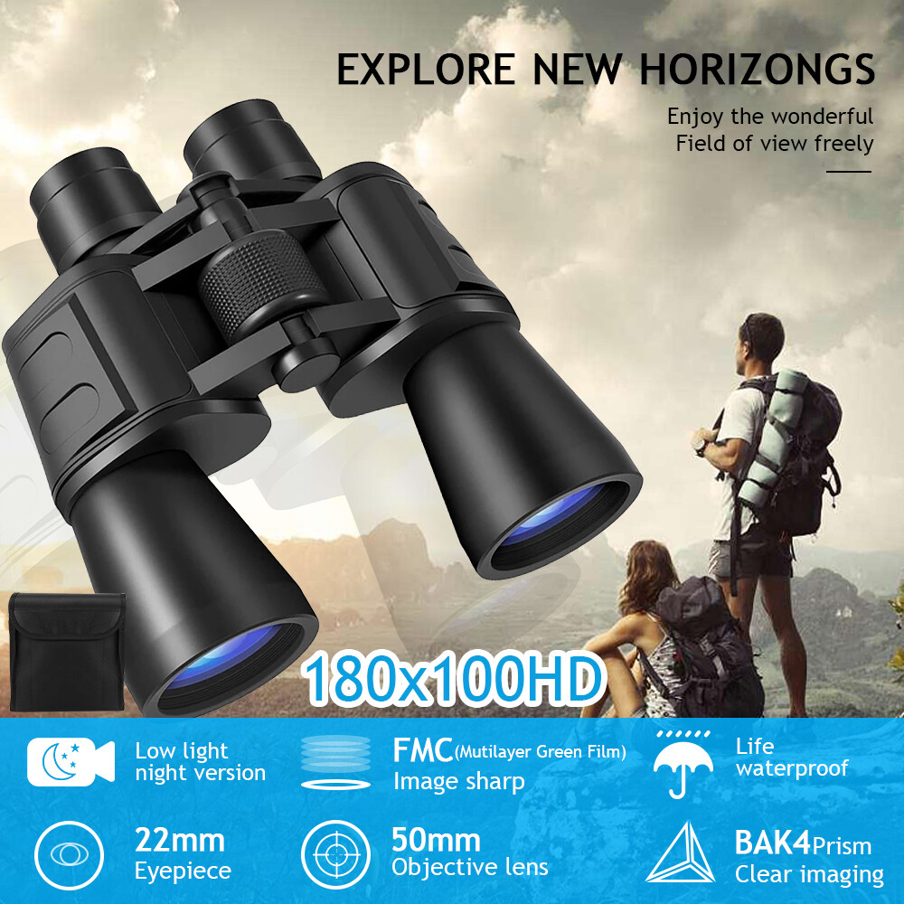 180x100 Military Zoom Powerful Binoculars Day/Low Night Hunting Camping Outdoor