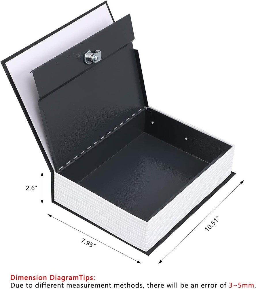 Extra Large Portable Metal Book Safe with Key Lock - Elegant Storage Solution