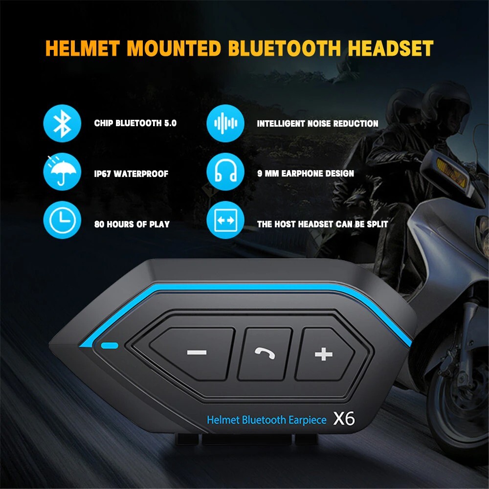 Wireless Bluetooth Helmet Headset Speaker Headphone Mic for Motorcycle Handsfree