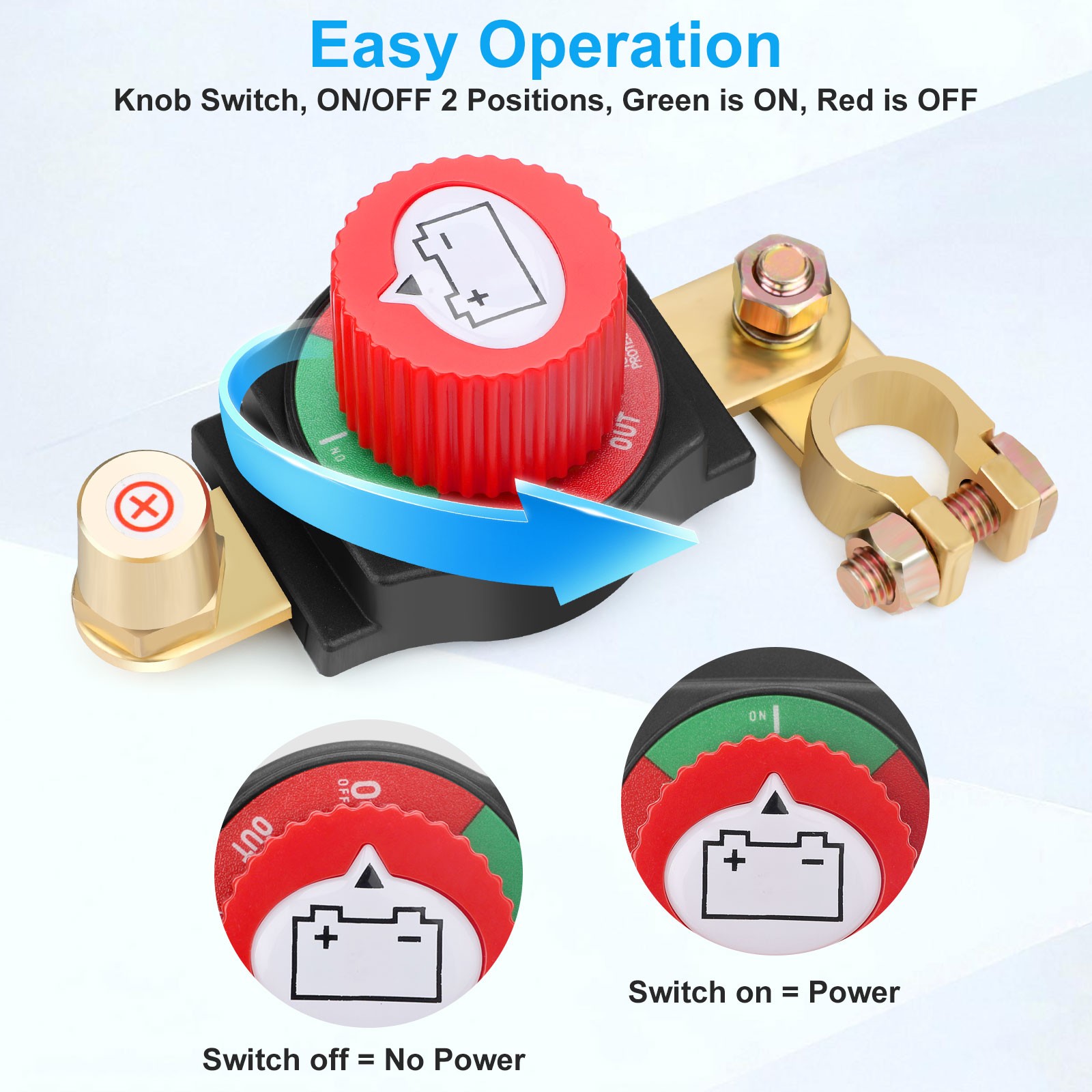Battery Disconnect & Top Post Kill Switch 12V-48V Heavy Duty Shut Off For Car RV