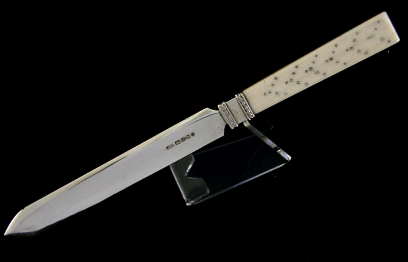 RARE SUPERB ENGLISH SOLID STERLING SILVER LETTER ENVELOPE OPENER 2000 HEAVY 110g