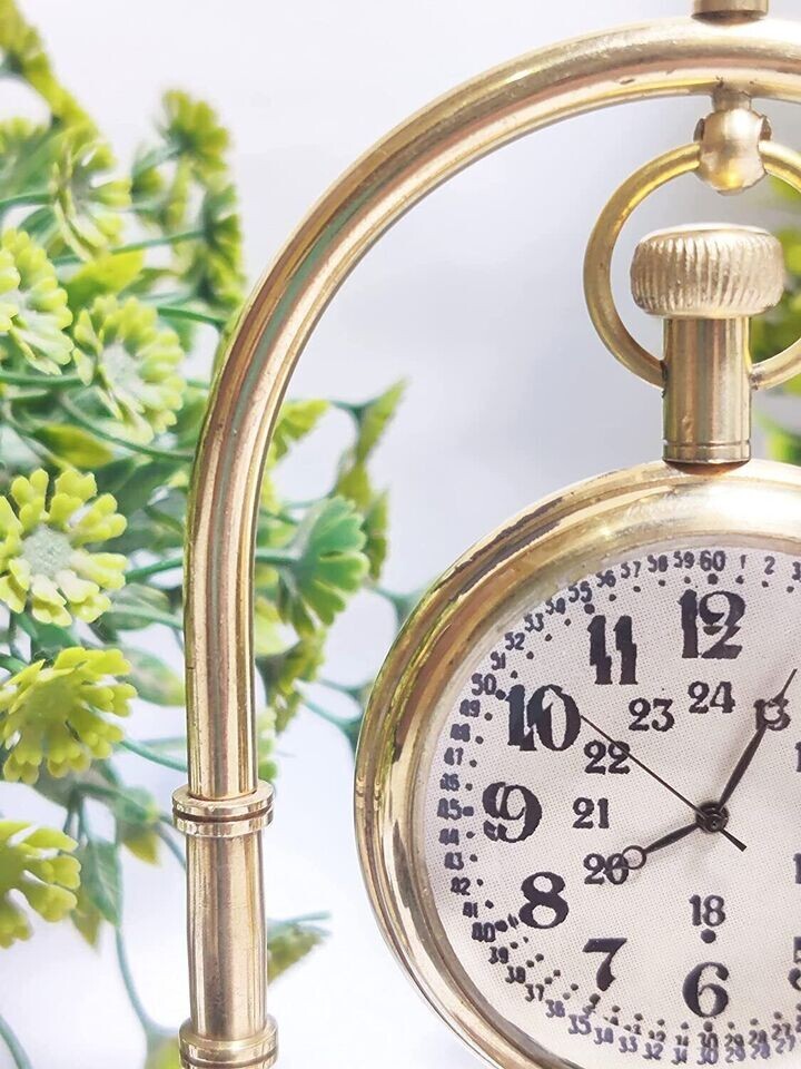 Antique Brass Desk Table Clock Mechanical Vintage Table Top Decorative Gift