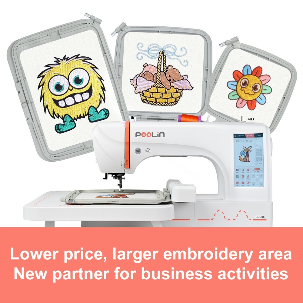 POOLIN EOC06 Computerized Embroidery Machine 7.9*11 Large area LCD Touch Screen