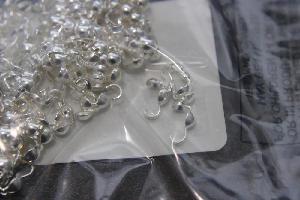 Jewelry Making 100pc Bead tip silver-plated brass Open loop 6164FN