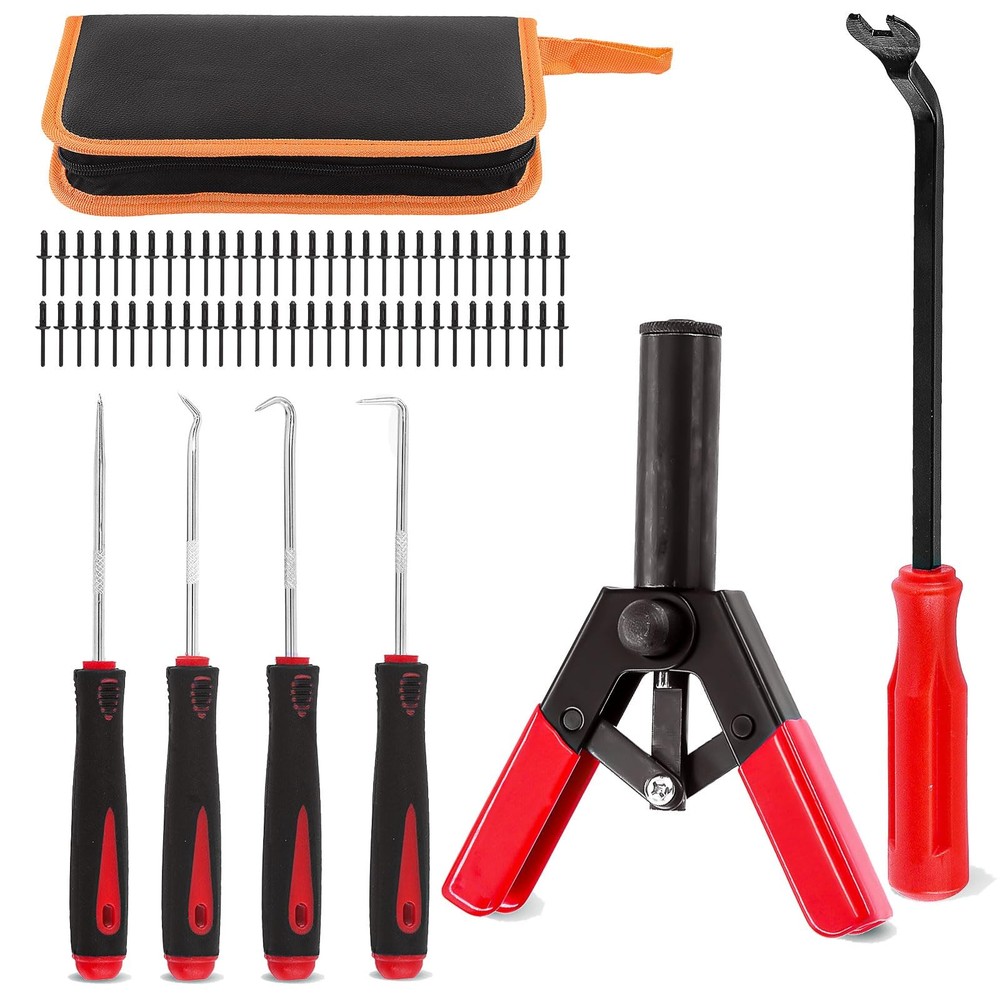 46 Piece Poly Rivet Gun Set Includes Plastic Rivet Gun, Attachment Ent...