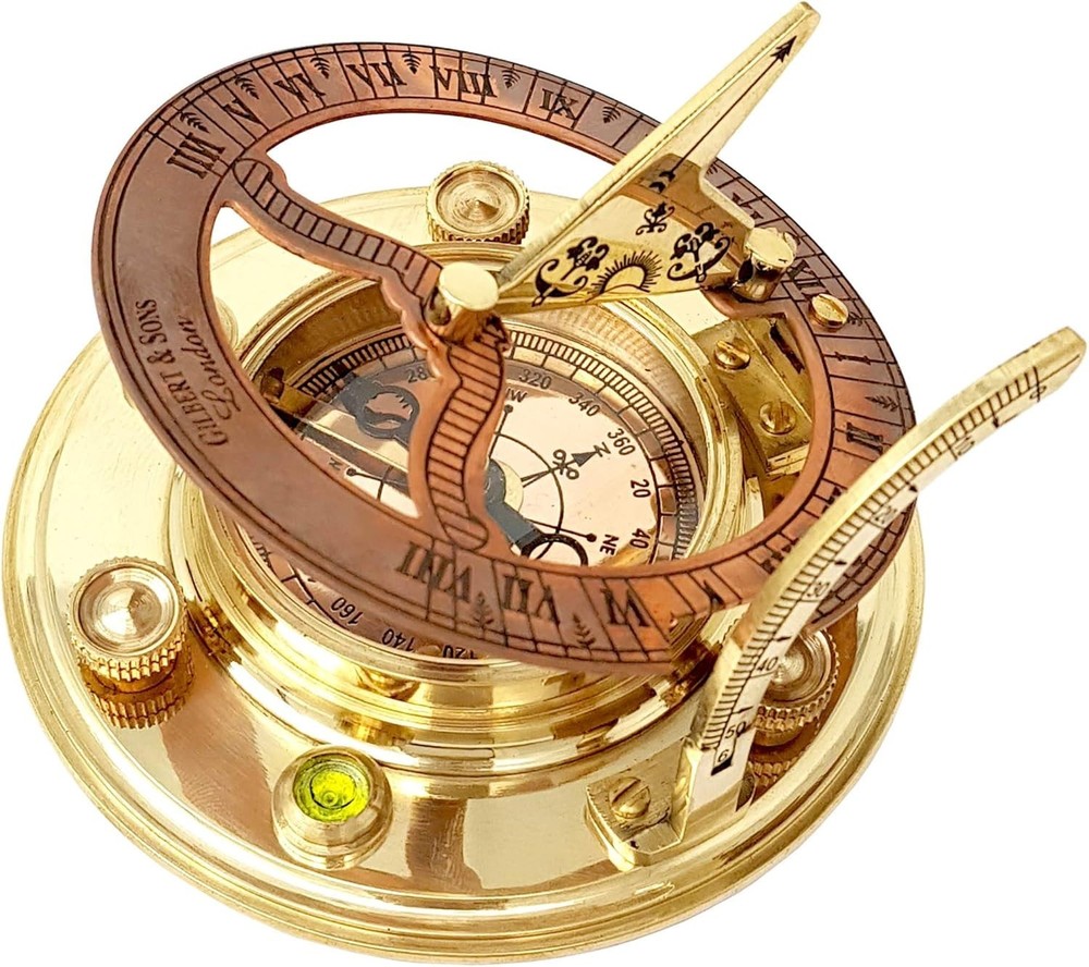 Brass & Copper Tabletop Sundial Compass==