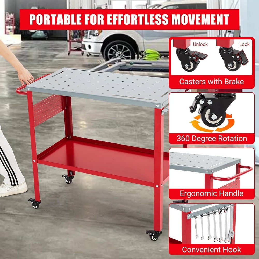 Movable Welding Table 36"x18" 1200lb Welding Workbench Table Portable Work Bench