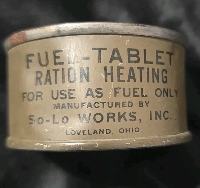 ORIGINAL WWII US ARMY MESS RATION FUEL TABLET HEATING TABLET TIN
