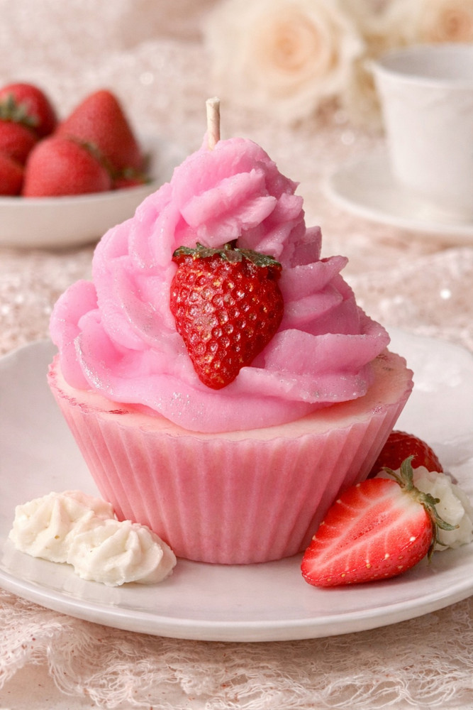 Strawberries & Cream Cupcake Candle