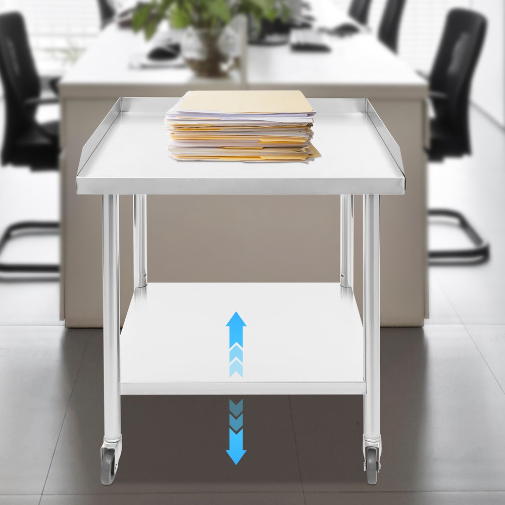 2-Layers Work Table Stainless Steel Working Bench Commercial Prep Table 500kg