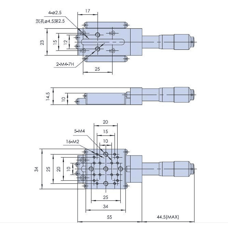 Manual Displacement Station X-Axis Linear Stage Platform Optical Sliding Table
