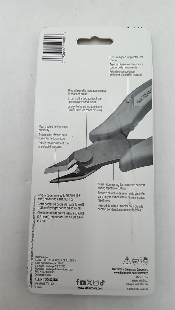 Klein Tools D275-5 Pliers Diagonal Cutting Precision Flush Wire Cutter