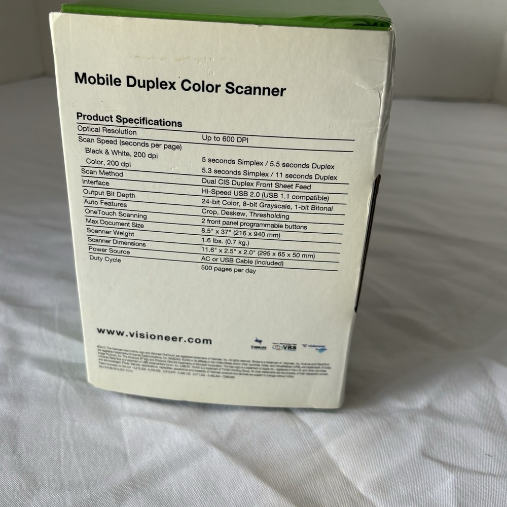 Visioneer Strobe 400 Electronic Portable Sheetfed Scanner Open Box