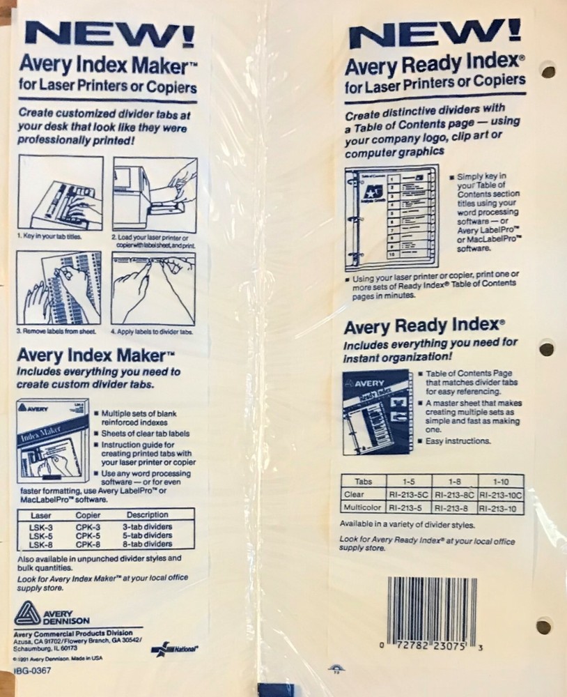 Avery Write-On Indexs 23075
