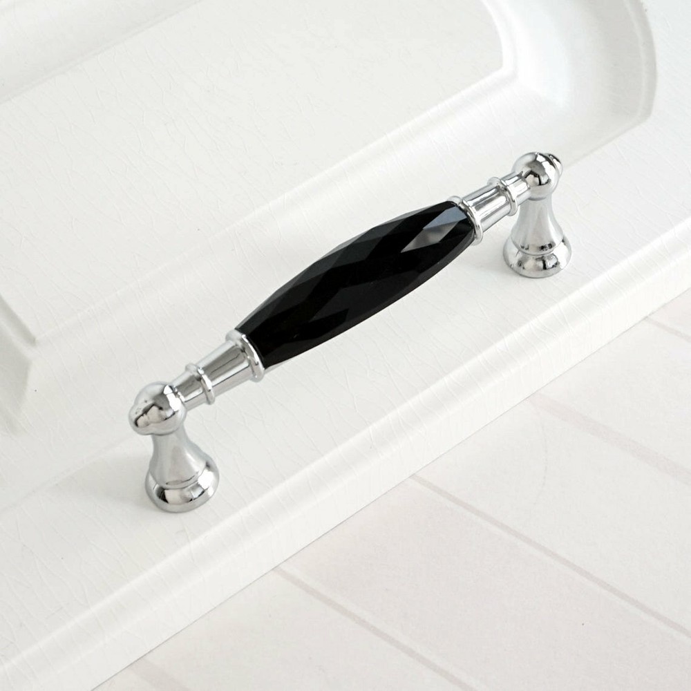 3.75" 5" Black Crystal Dresser Knobs Drawer Handle Pulls Cupboard Cabinet Handle