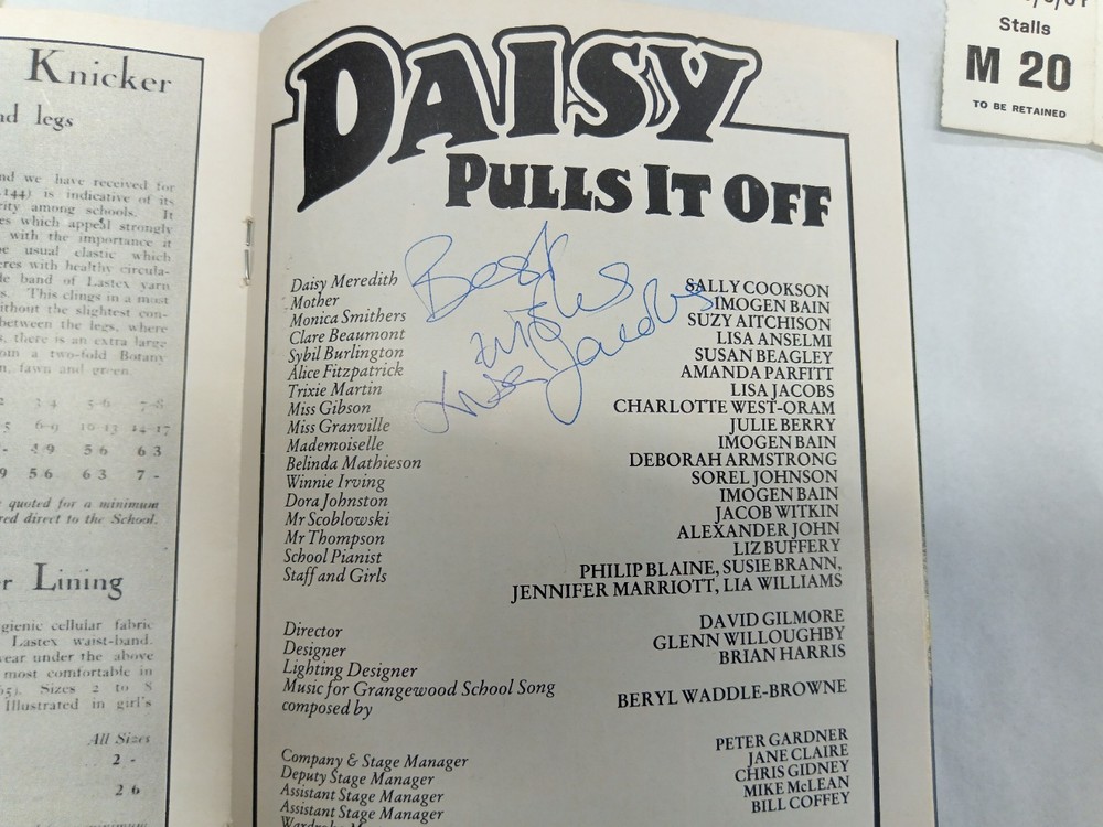 Theatre Programme Daisy Pulls It Off Signed Sally Cookson Imogen Bain + Others