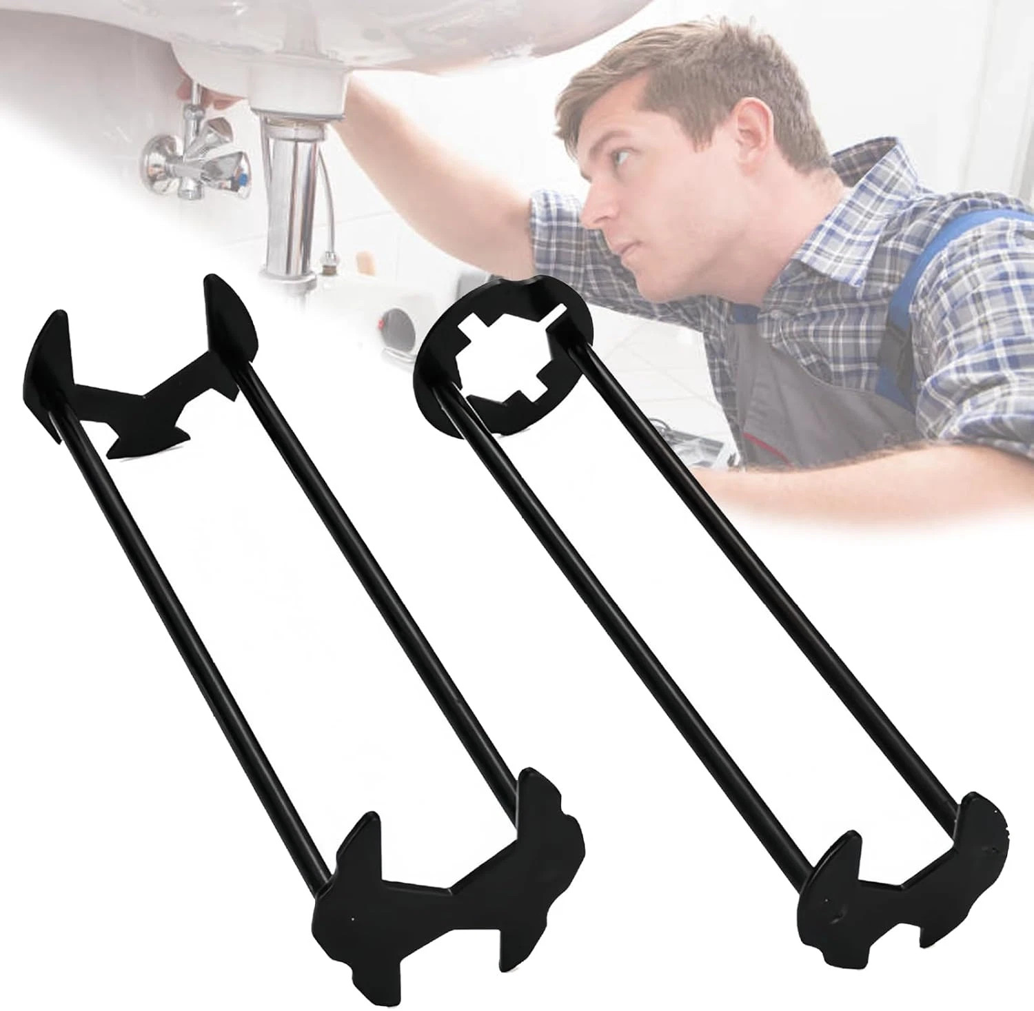 2pcs Basin Wrench Multifunctional Sink Wrench 7 Sizes Faucet Tool Four-jaw+++
