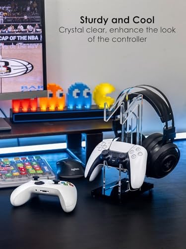 Headset and Controller Stand, Space-Saving 2 Tier 2 Tier-without lights Black