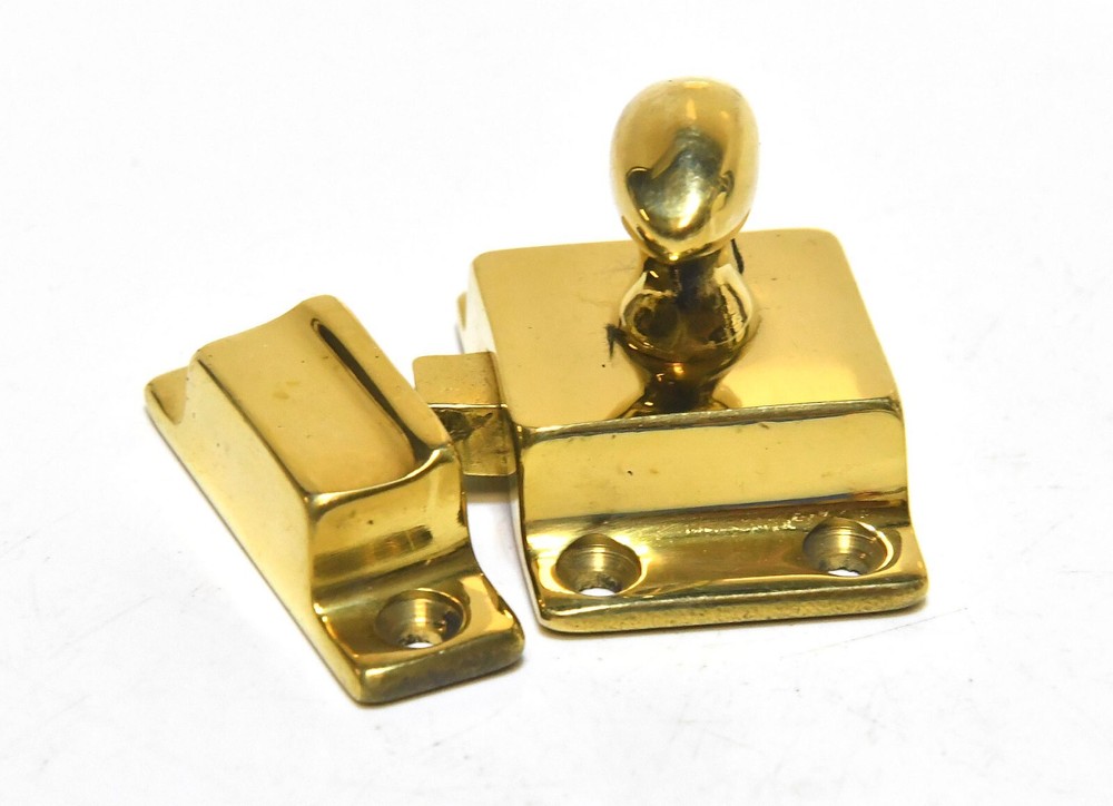 POLISHED BRASS T-HANDLE TURN CABINET SPRING LATCH WITH RECEIVER
