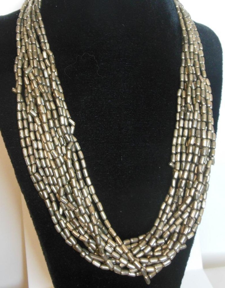 Vintage Boho Chain Necklace 18 Strands 25"