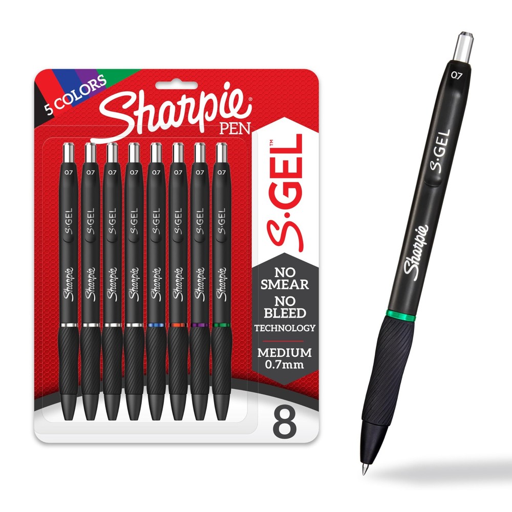 Sharpie S-Gel Pens, Medium Point (0.7mm), Assorted Ink Colors, 8 Count - Idea...