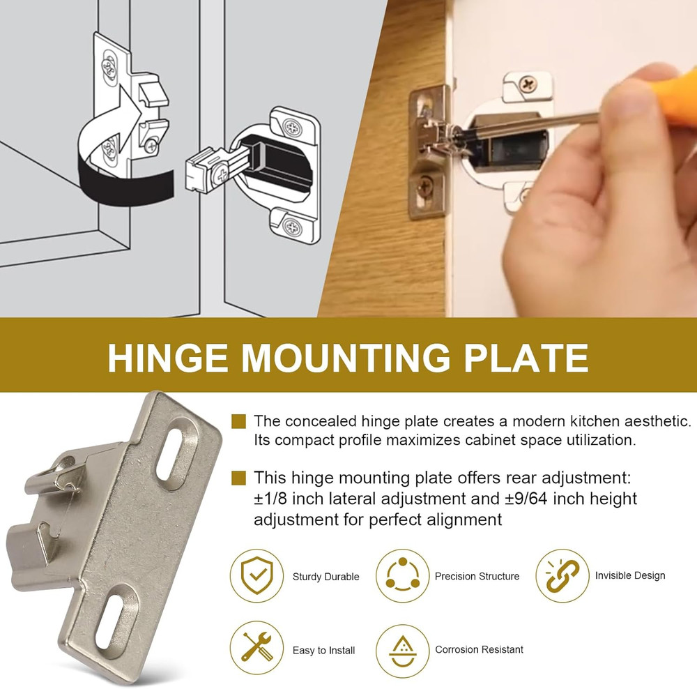Hinge Mounting Plate Replacement for Blum 1 5/8" Overlay 110 Degree Compact 33 E