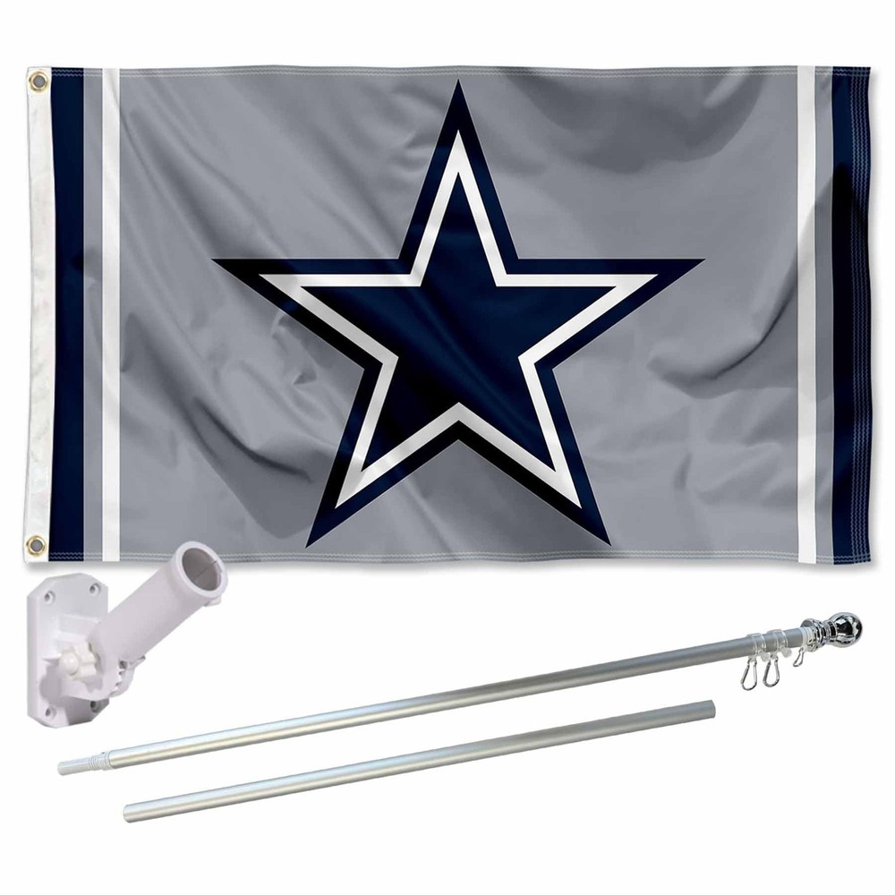 Dallas Silver Flag Pole and Bracket Kit