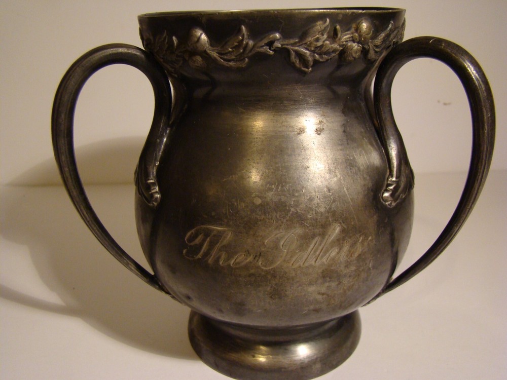 EG Webster And Son 3 Handle Vase Silver Plate Dated October 9th 1907