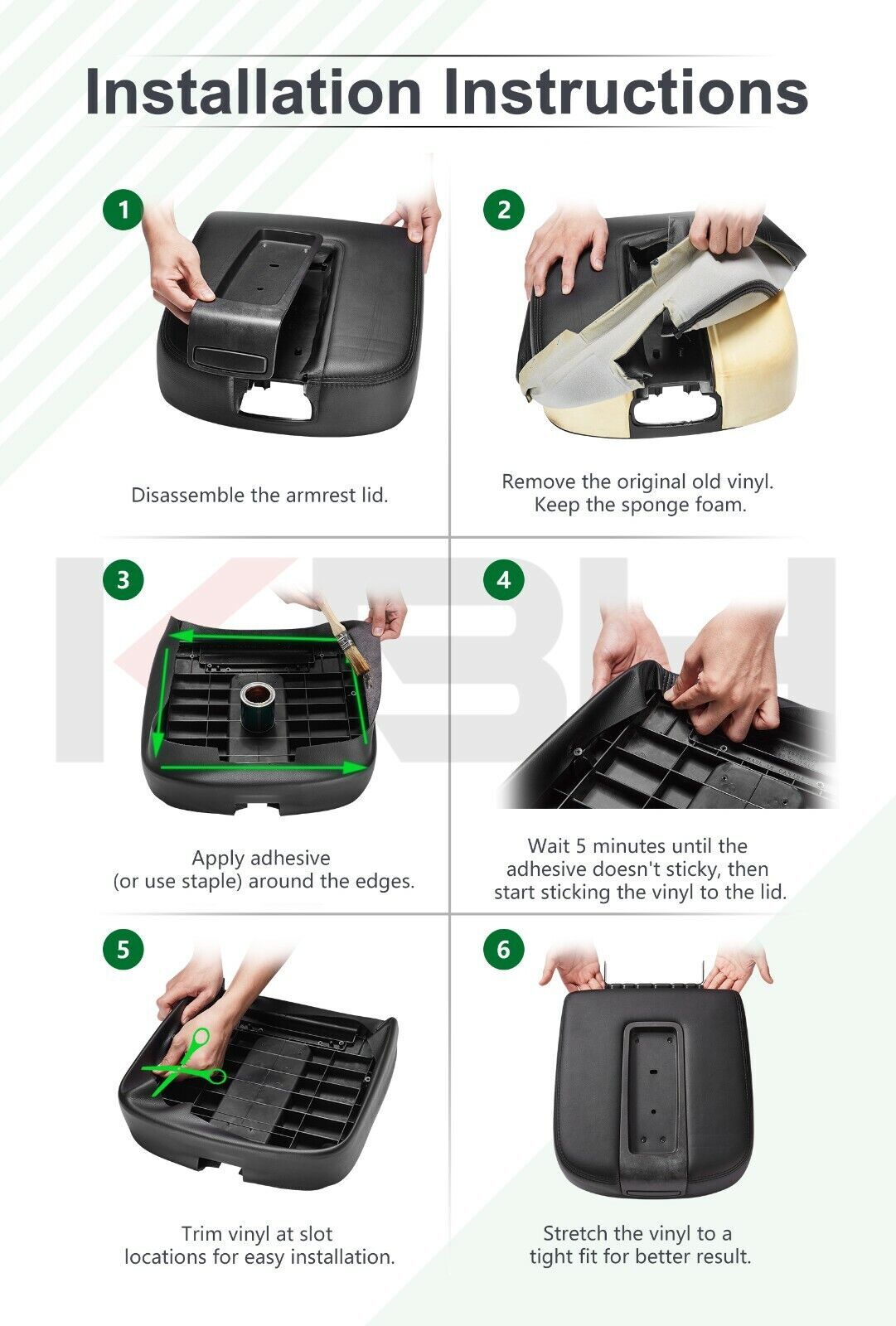 Fits GMC Sierra Yukon 2007-2013 Middle Console Lid Arm Rest Cover Trim Black