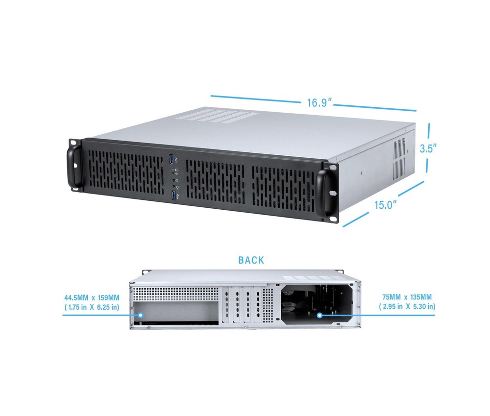 Rosewill 2U Server Chassis Rackmount Case | 4 3.5" HDD Bays | Micro-ATX Compa...