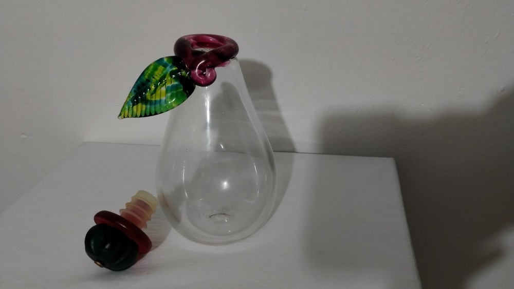 SIGNED BLOWN GLASS DECANTER - PERFUME BOTTLE 6.5"