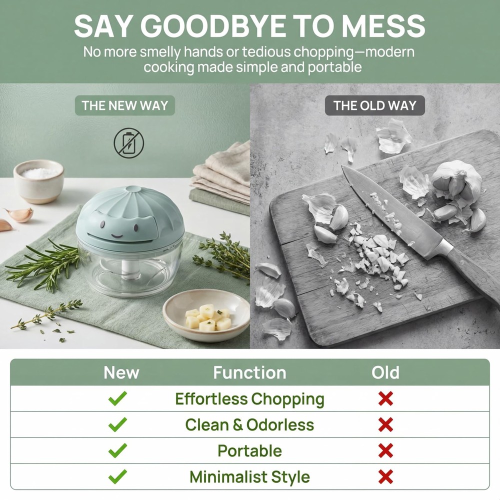 Manual Food Processor Vegetable Chopper, Mini Hand Pull String Garlic Chopper...