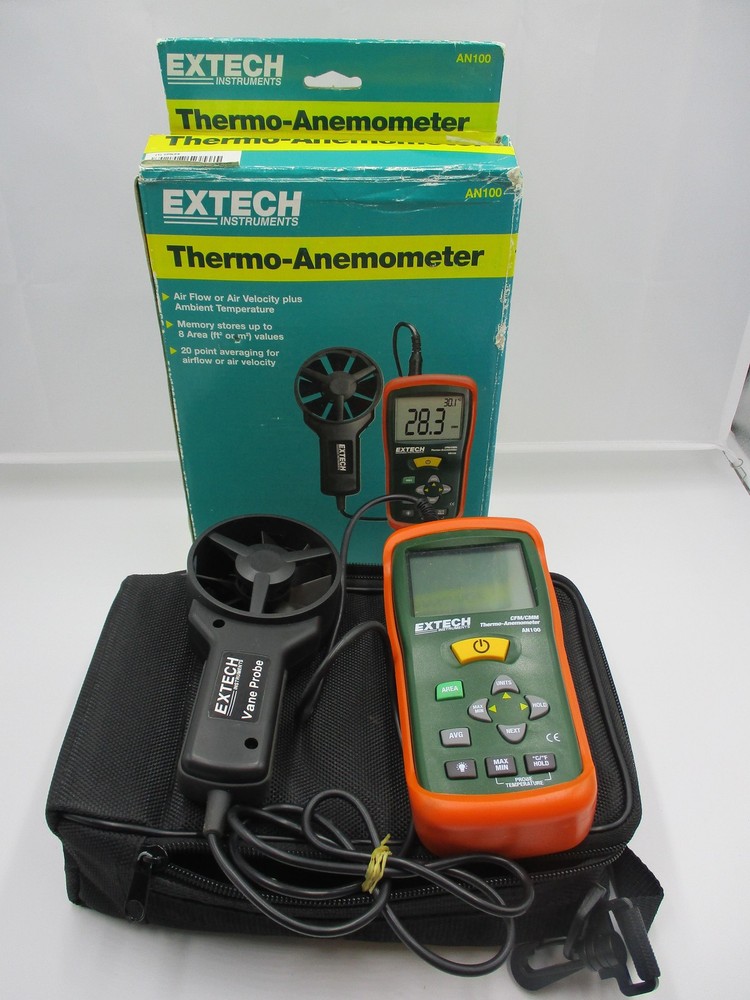 Extech AN100 CFM/CMM Thermo Anemometer Airflow Velocity Temperature Meter Tool