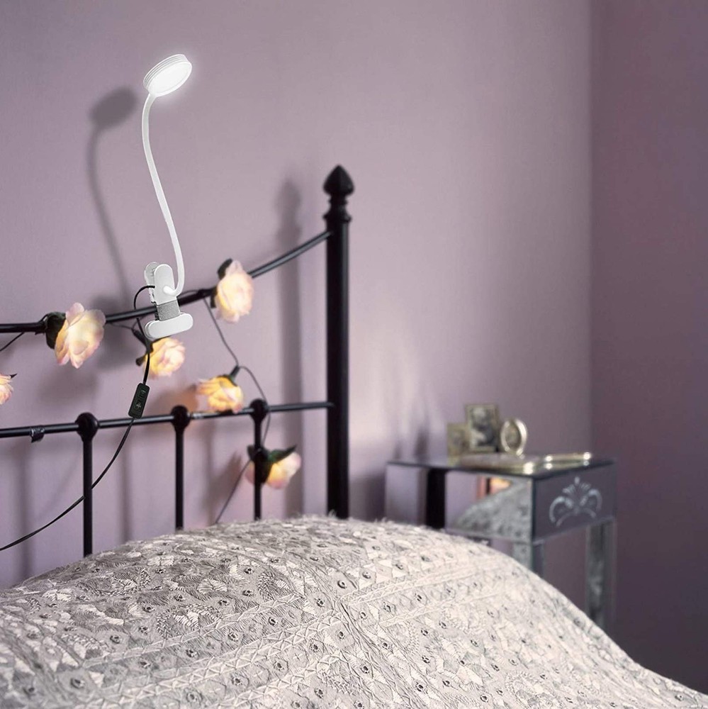 Clip-on Light Reading Light Color Change Desk Bed Computers White