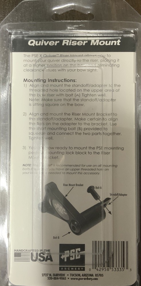 PSE Archery X Quiver Riser Mount Extended Quiver Mount - Black