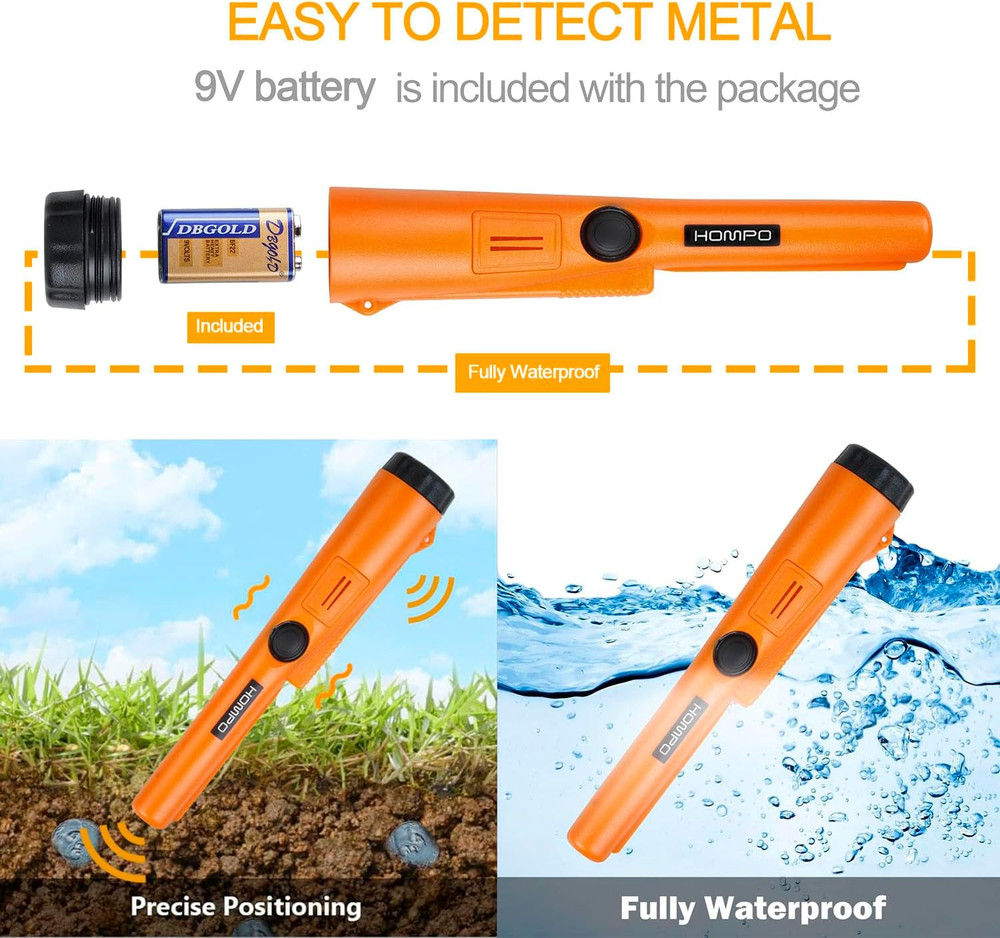 Metal Detector Pinpointer - Fully Waterproof Handheld Pin Pointer Wand, High Acc