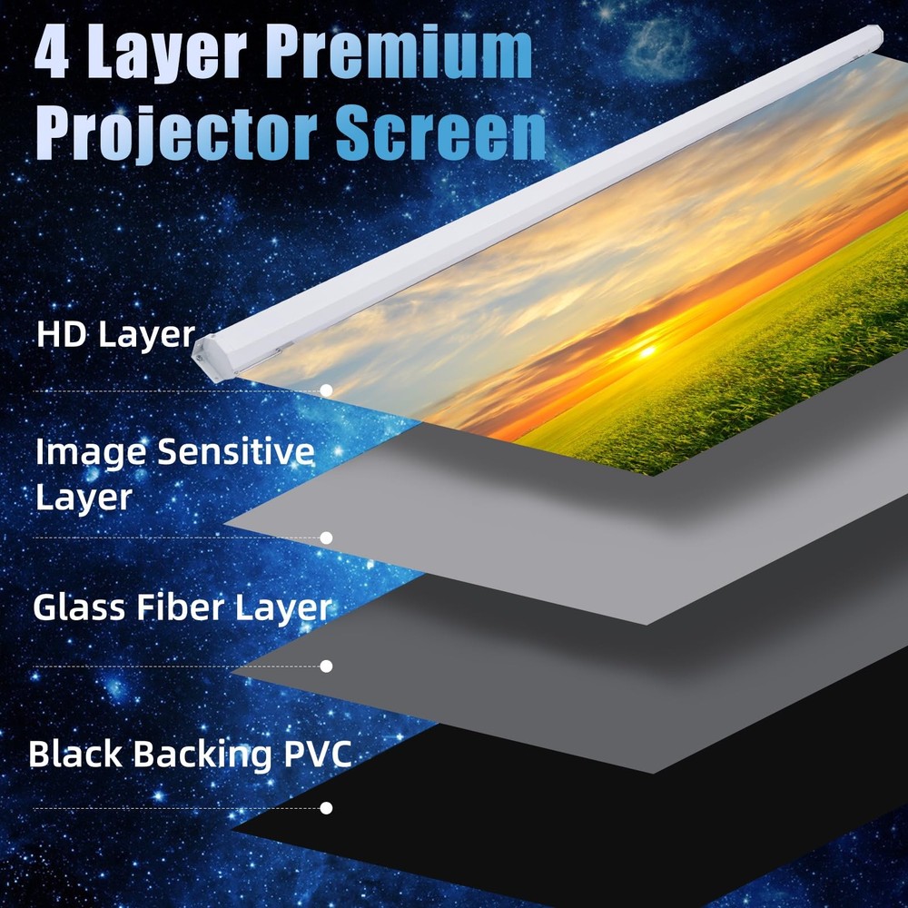 Projector Screen Motorized 120 Inch 4:3 HD Electric Projector Screen Pull Dow...