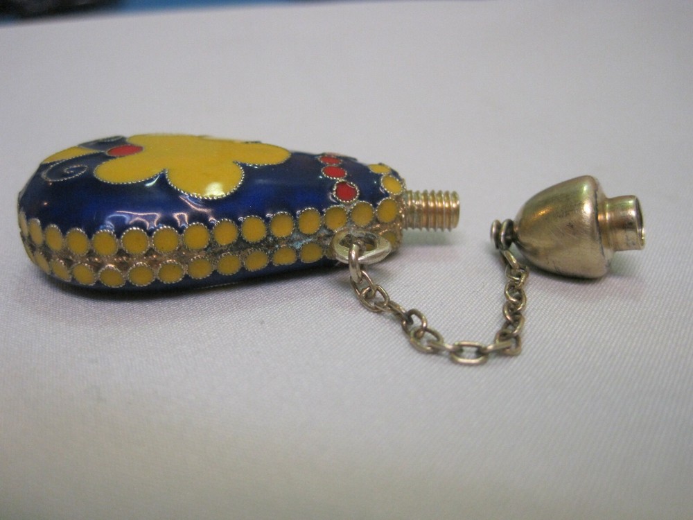 Perfume Bottle. Silver 916. Enamel. USSR 1970s.