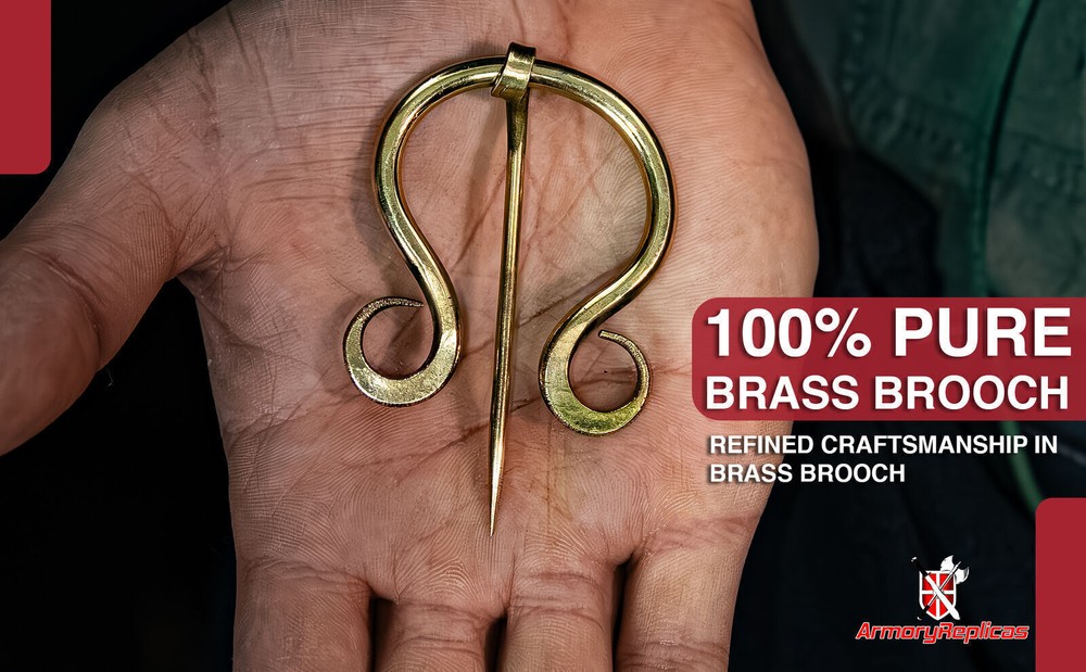 MEDIEVAL INSPIRED FUNCTIONAL HANDMADE PENANNULAR 100% BRASS BROOCH ACCESSORY