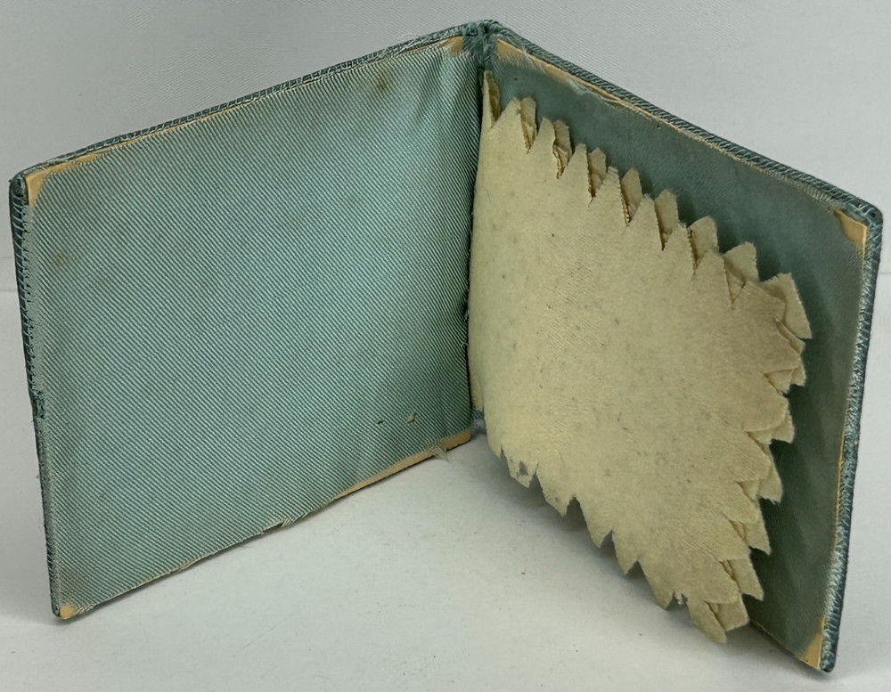 Antique Needle Book Case Embroidered Floral Pattern with Bronze Sewing Needle
