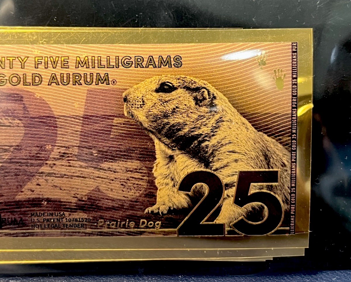 (20-STACK) 2024 Prairie Dog .999 Aurum 25mg 24k GoldFoil Note🔥Goldback BU ALPHA