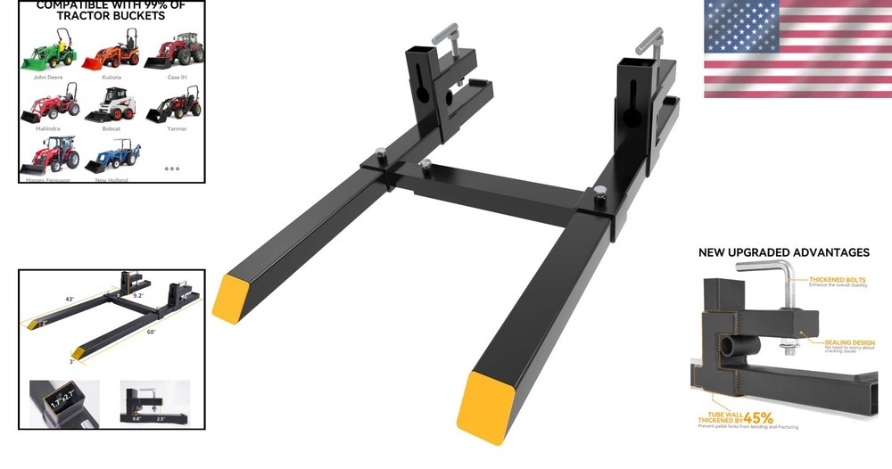 Adjustable Stabilizer Tractor Forks 60" 4000lbs