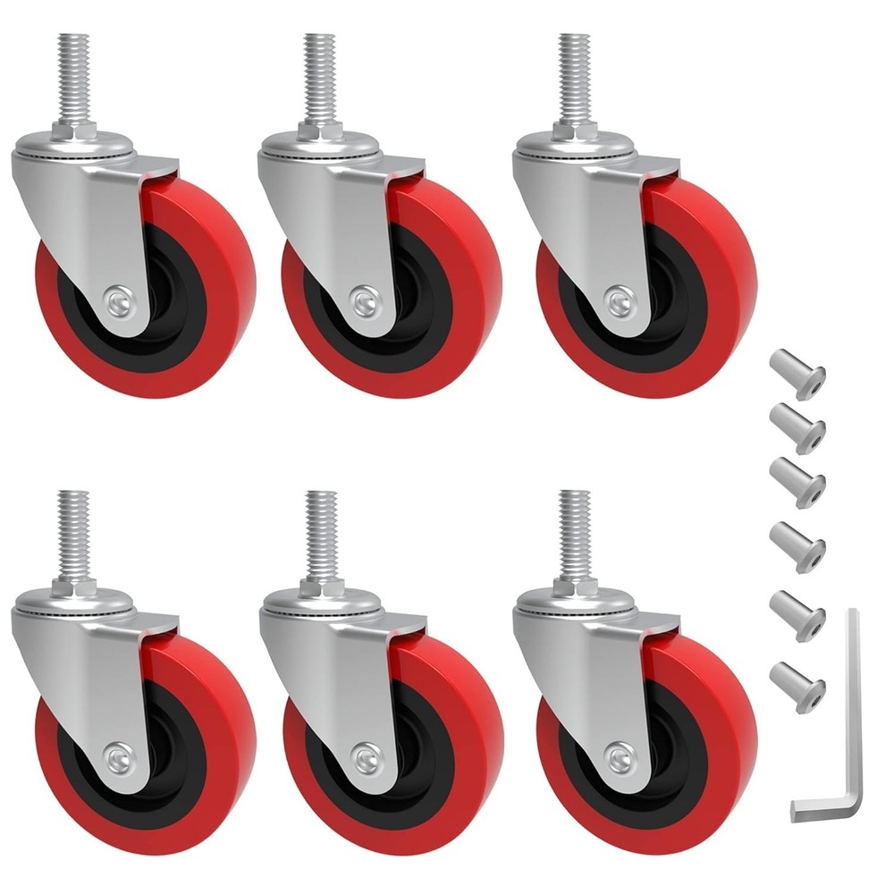 Versatile 6 Pack Creeper Wheels - 2.5'' Heavy-Duty Casters for Multi-Surface
