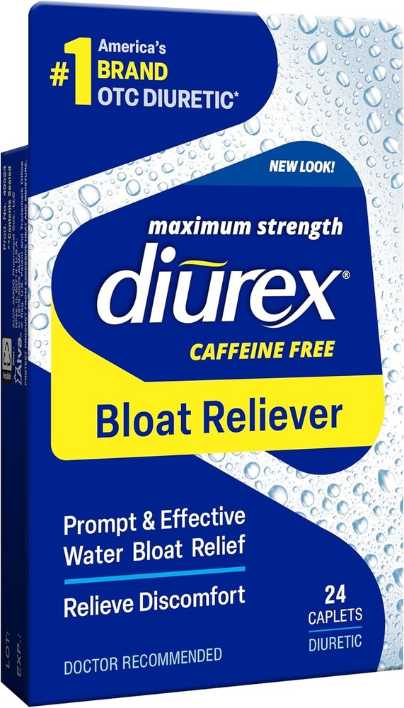 Diurex Caffeine-Free Bloat Relief, Maximum Strength,24 Count