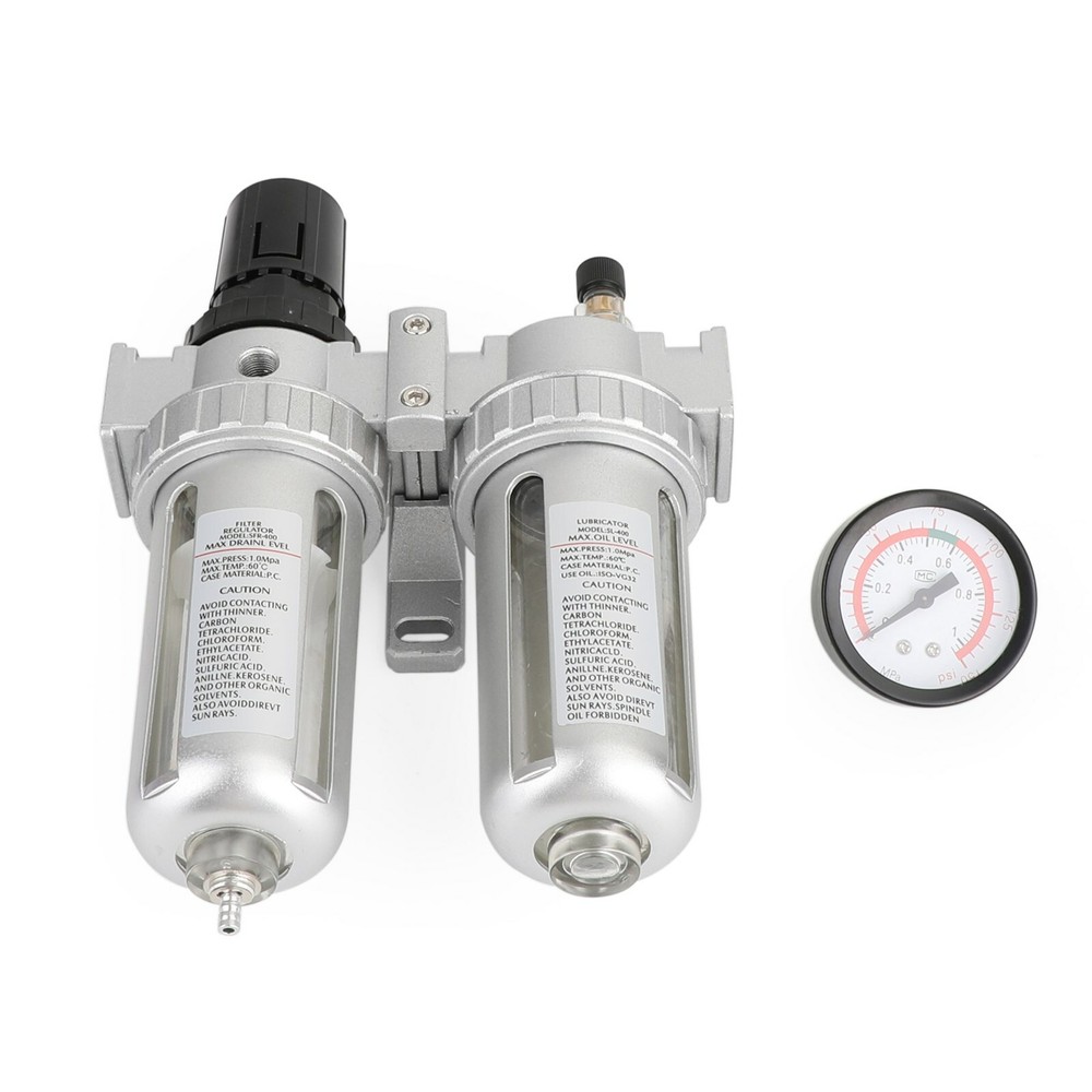 1/2" Air Compressor Filter Regulator Combo w/ Gauge, Oil Water Separator,Thread